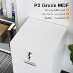 VINGLI 2 Drawer File Cabinet with Lock, Wood Grain White File Cabinets for Letter Size File Folders with Tabs, Mobile Under Desk Filing Cabinets for Home Office, Rolling Filing Cabinet Printer Stand