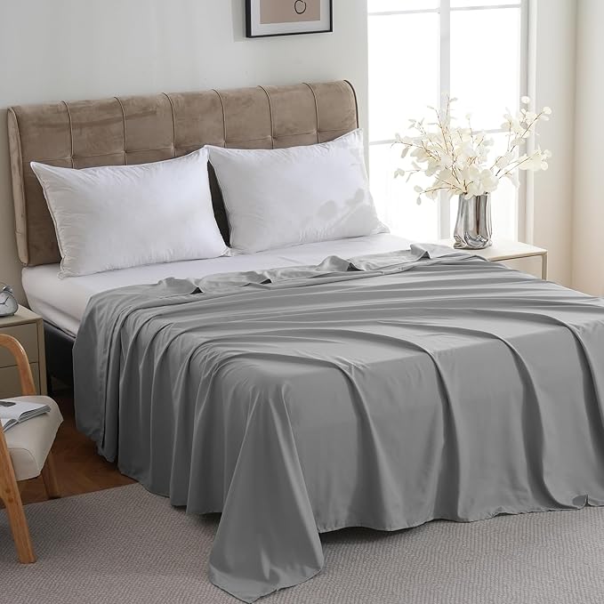 ZPECC Full Flat Sheet Only 1 Pack, Durable Light Gray Top Bed Sheets - Image 3