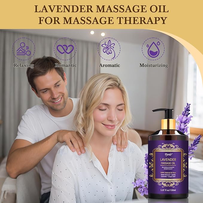 Pjordo 3 Pack Massage Oil for Massage Therapy, Lavender Oil for Relaxation - Image 4