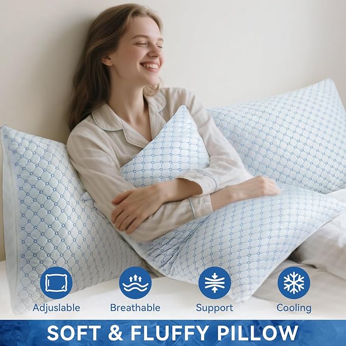 Cooling Bed Pillow for Sleeping, Shredded Memory Foam Pillows for Bed King Size - Image 4