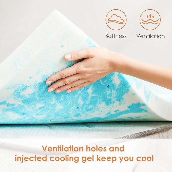 Sweetcrispy Mattress Topper King, 2 Inch Thick Memory Foam Gel Infused Cooling - Image 4