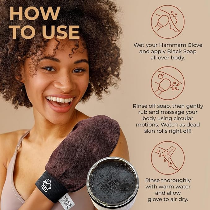 Natural Elephant Exfoliating Hammam Glove | Authentic Moroccan Kessa Body Scrub - Image 3