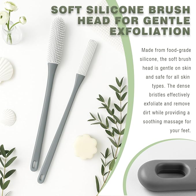 2-Pack Toe Cleaning Brush with Long Handle – Foot Scrubber & Exfoliating - Image 3