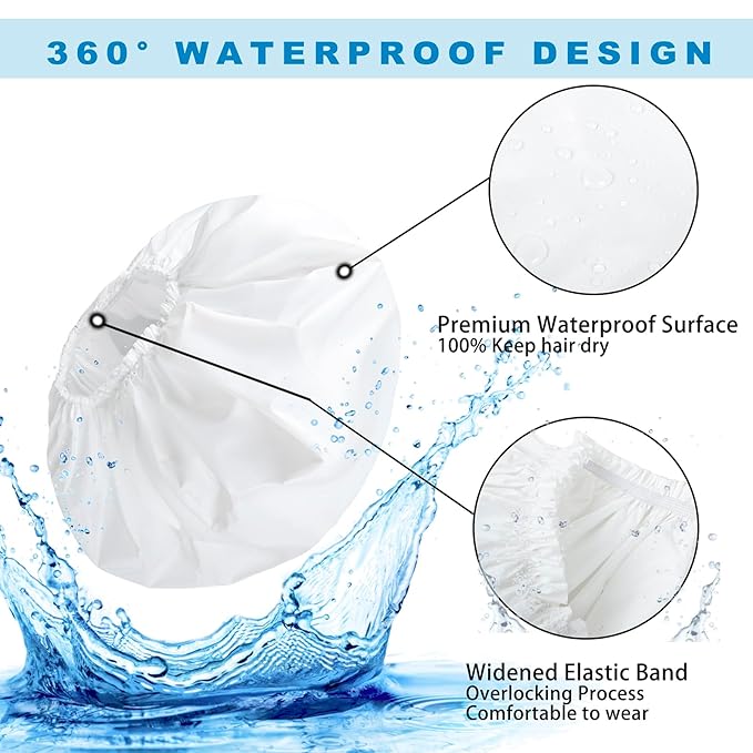 Extra Large Shower Cap 2 PCS Waterproof Shower Caps - Image 6