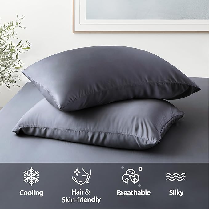 2 Pack Cooling Pillow Cases, Viscose Derived from Bamboo Pillow Protectors - Image 5