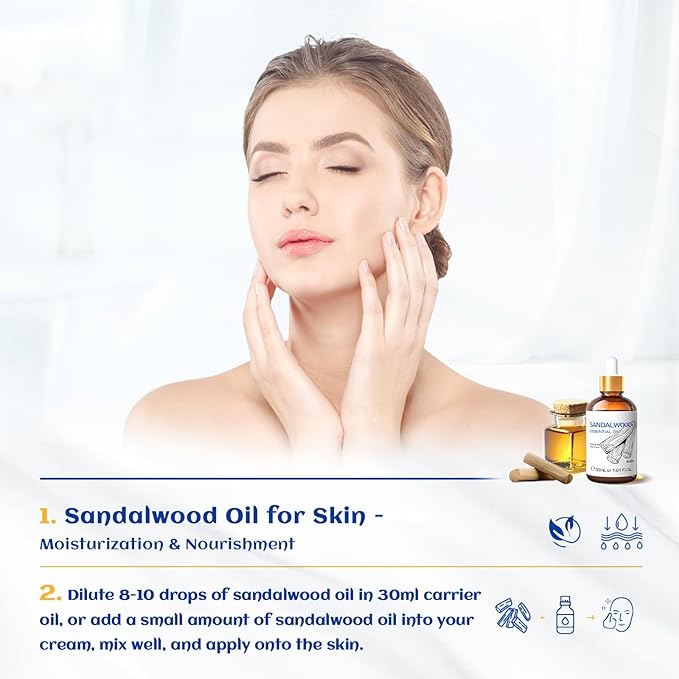 HIQILI Sandalwood Essential Oils 1 Fl Oz, 100% Pure Natural Therapeutic Grade - Image 3
