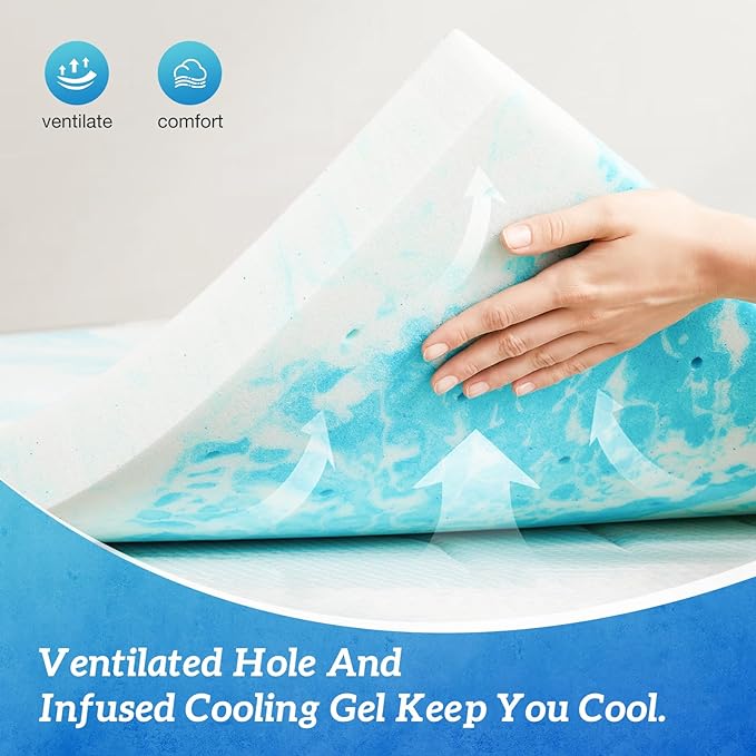 Sweetcrispy Mattress Topper California King, 3 Inch Thick Memory Foam Gel - Image 5