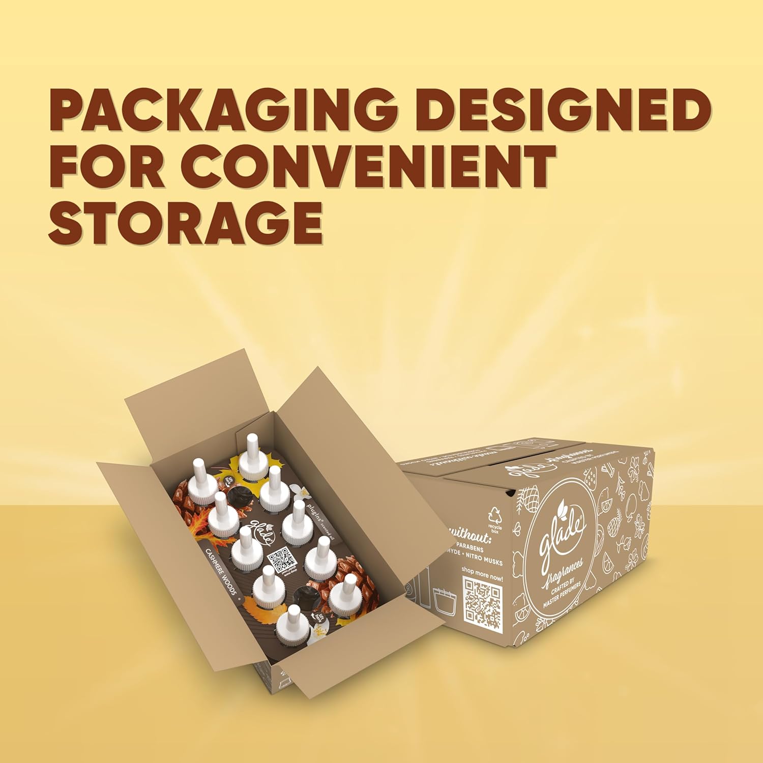 Glade PlugIns Refills Air Freshener, Scented and Essential Oils for Home and Bathroom, Cashmere Woods, 6.7 Fl Oz, 10 Count (Packaging May Vary)