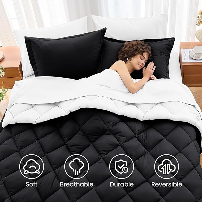 MUXHOMO 5 Pieces Twin Comforter Set, Reversible Bed in a Bag Twin Size - Image 6