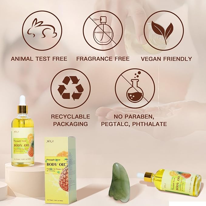MR.A 2 Pack Pineapple Juice Scented Body Oil, Vitamin E Hydrating Body Oil - Image 6