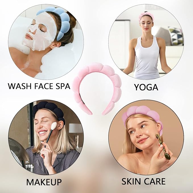 Luckybear Spa Headband for Washing Face, Velvet Makeup Headband - Image 4