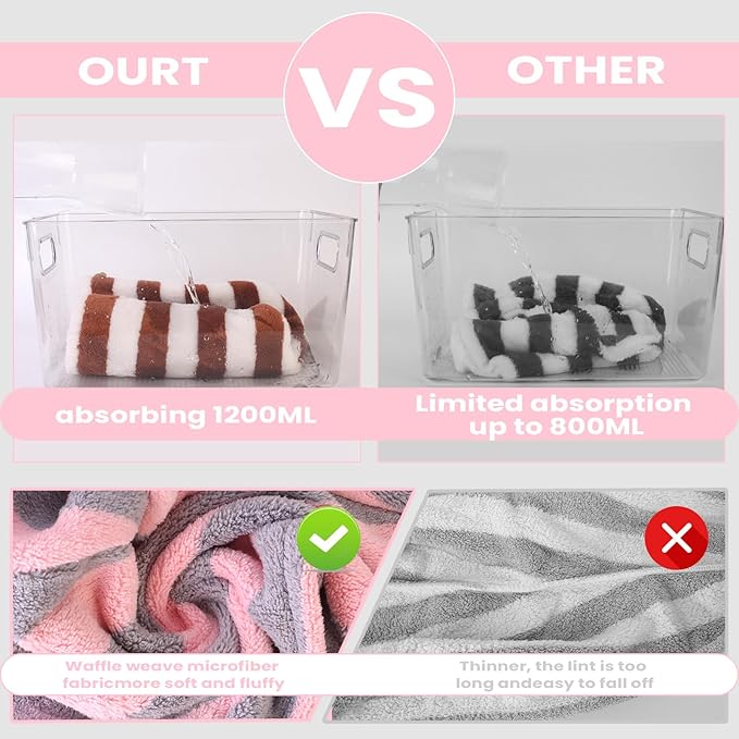 3 Pack Microfiber Hair Towel Wrap - Image 3