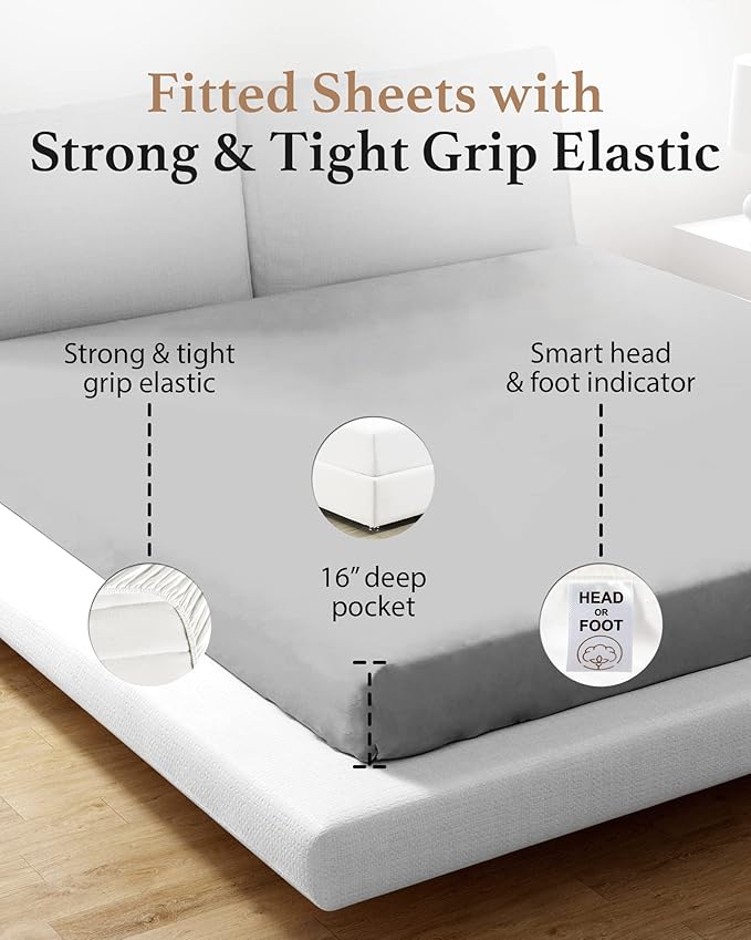 Good Sleep Bedding California King Fitted Sheets Only, 800 TC Cal King Sheets - Image 4
