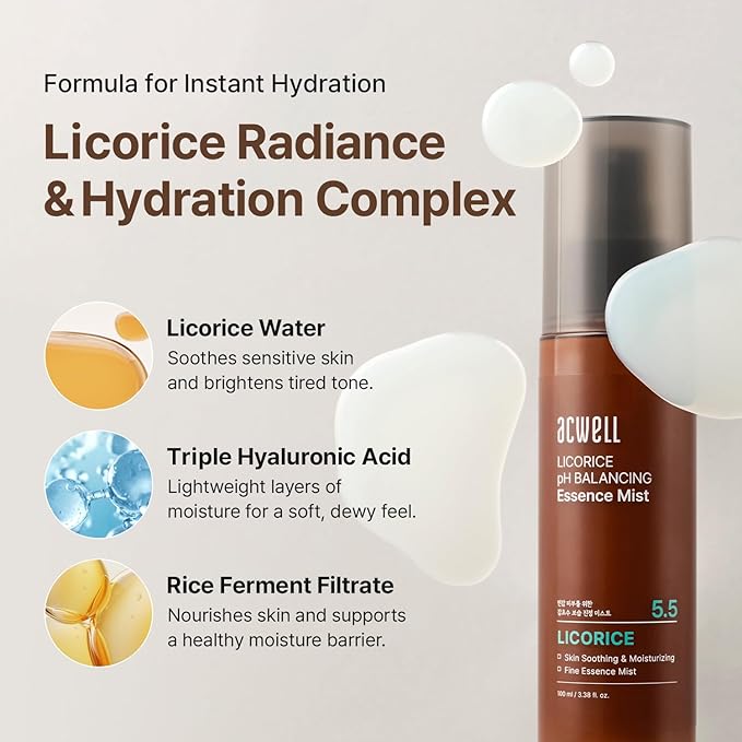 ACWELL Licorice pH Balancing Essence Hydrating Face Mist – Ultra-Fine, Triple - Image 5