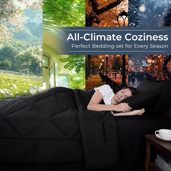 HEVUMYI Black Oversized Queen Comforter Set - Image 3