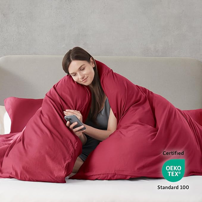 Nestl Burgundy Red Duvet Cover Queen Size - Image 3
