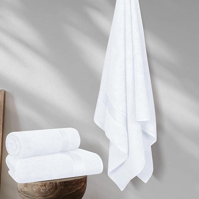 BELZZI Home Ultra Soft 4 Pack Oversized Bath Towel Set 27x54, Cotton Compact - Image 4