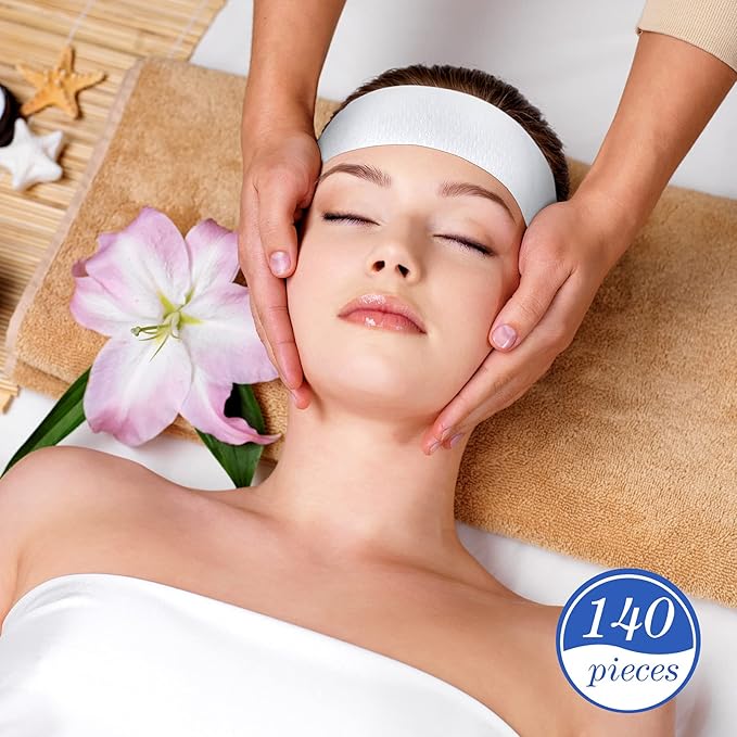 Waydress 140 Pieces Disposable Spa Facial Headbands - Image 3