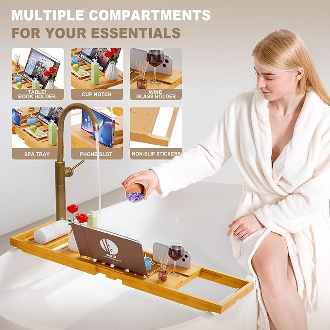 Yirilan Bathtub Trays for Tub, Bath Tray, Foldable Bathtub Caddy - Image 3