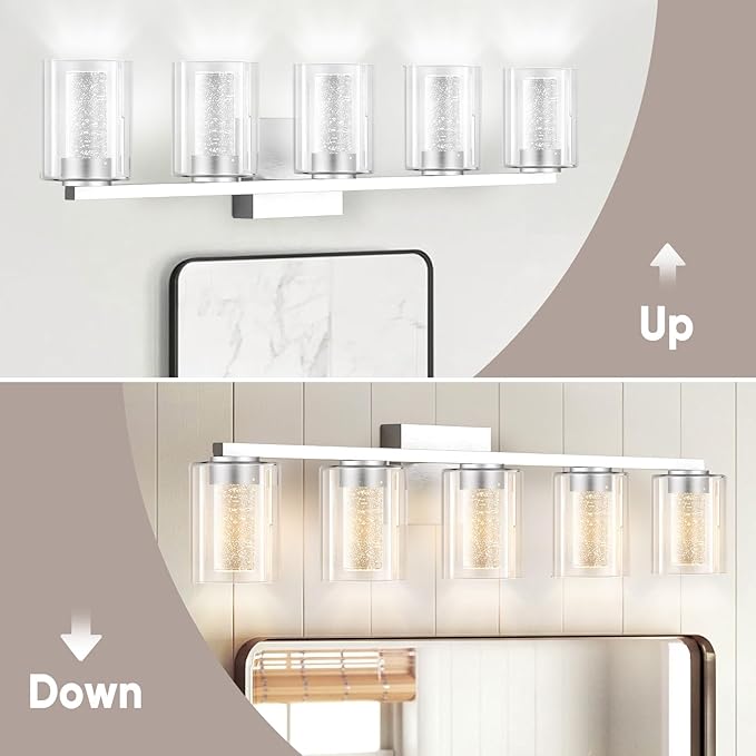 LED Modern Bathroom Light Fixtures Over Mirror, 5-Light Brushed Nickel Vanity - Image 8
