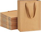 BagDream Brown Gift Bags with Handles 8x4x11 Inch 50pcs Brown Kraft Paper Bags Bulk, Medium Birthday Wedding Party Shopping Retail Merchandise Paper Sacks