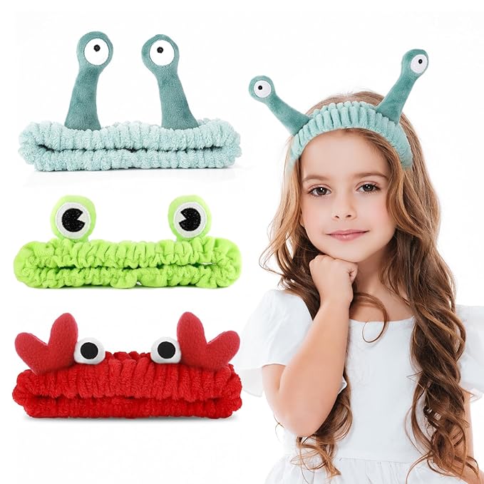 WLLHYF 3 Pack Spa Headband Face Wash Hairband Facial Makeup Head Wraps Cartoon - Image 8