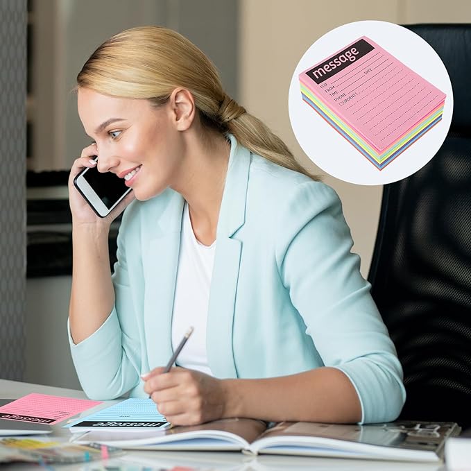 9Pack Phone Message Pads for Office, 4 x 5 Inch Self-Stick Note Pads, While You were Out Message Pad Neon Sticky Notes, Urgent Sticky Note for Work Call, Office Supplies, 50 Sheets/Pack (Style-B)