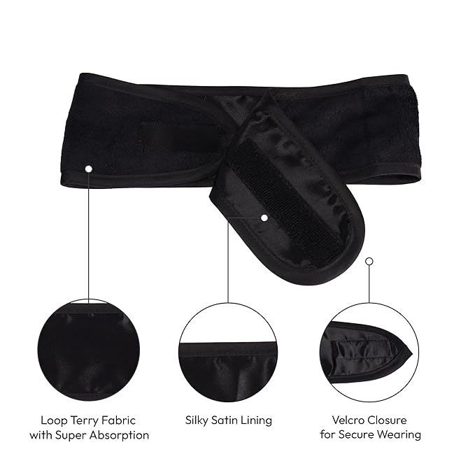 Red by Kiss Spa Headband for Washing Face, Adjustable Velcro Wrap Facial Makeup - Image 4