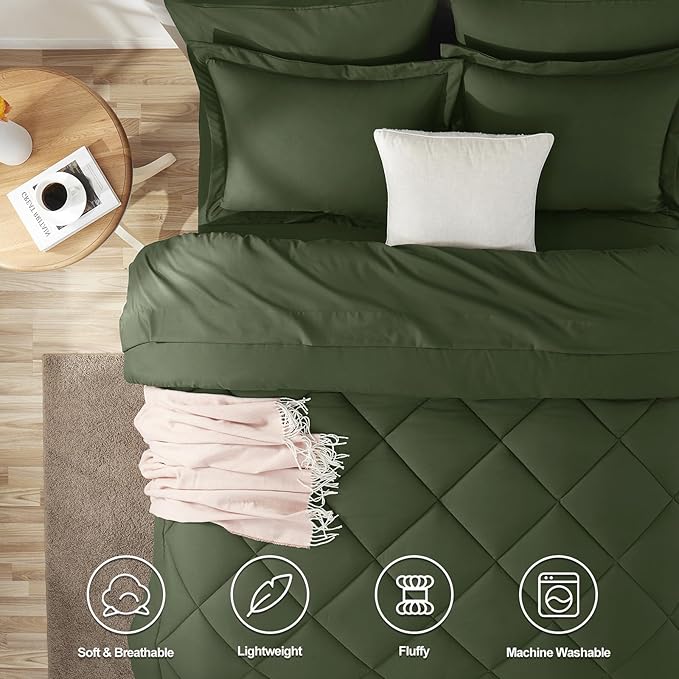 CozyLux Full Size Comforter Sets Olive Green - Image 2