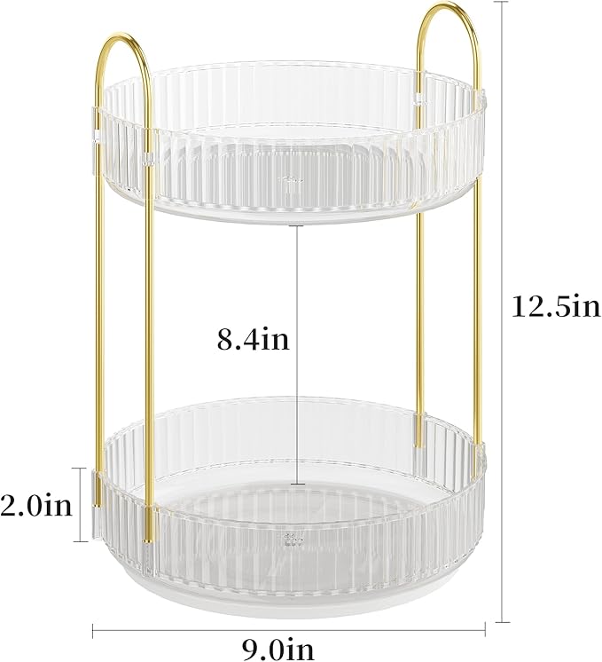 Rotating Makeup Organizer Countertop, Skincare Organizers, Spinning Perfume - Image 2