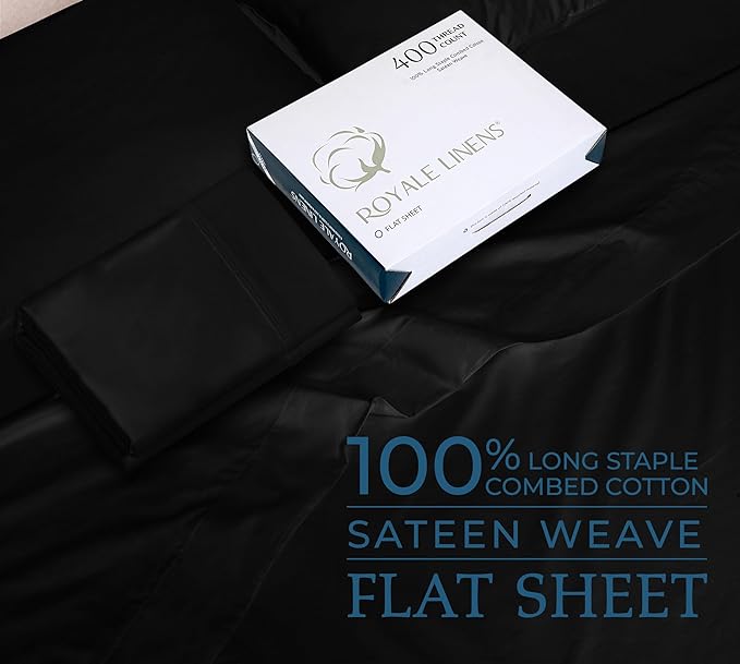 Royale Linens 400 Thread Count 100% American Grown Cotton Flat Sheet - Image 2
