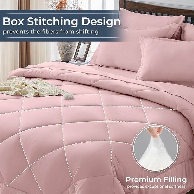 HEVUMYI Dusty Pink Queen Comforter Set - Image 4