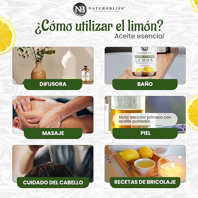 NaturoBliss 100% Pure Lemon Essential Oil Therapeutic Grade Premium Quality - Image 5