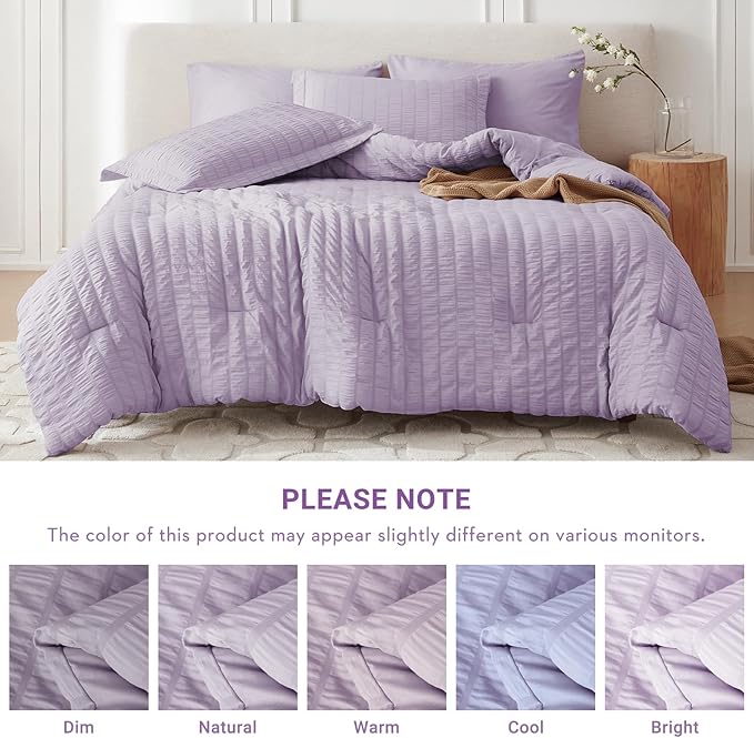 MUXHOMO 7 Pieces Full Comforter Set, Seersucker Bed in a Bag Full Size - Image 5