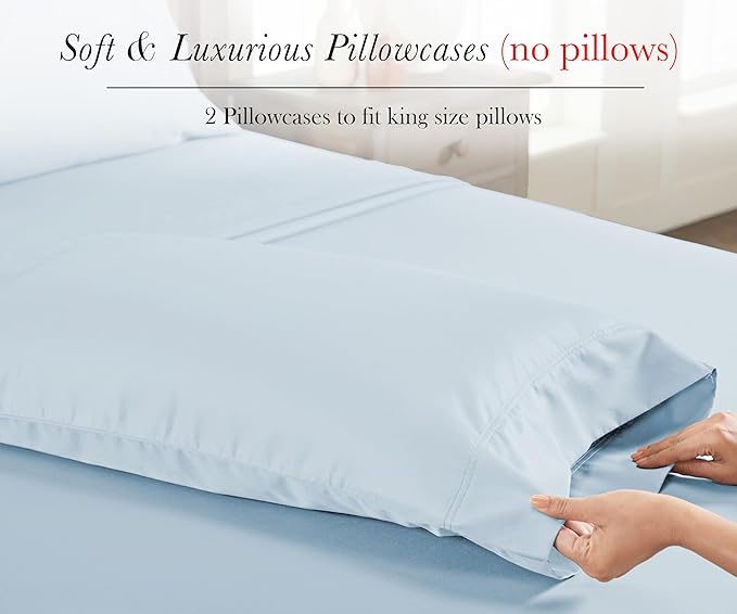 California Design Den Pillow Cases King Size Set of 2-100% Egyptian Cotton - Image 4