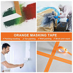 BOMEI PACK Orange Painters Tape 1 Inch - Paint Tape 10 Rolls x 1 Inch x 55 Yards - Painter's Tape Orange Masking Tape for Walls Painting, DIY Crafting, Decoration, and School Project, Total 550 Yards