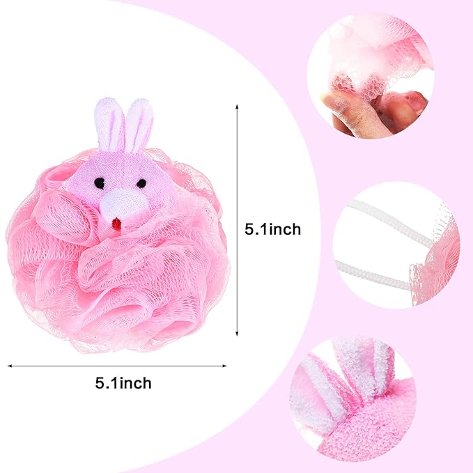 Boao 8 Pieces Kids Bath Loofahs Animal Bath Sponge Cartoon Shower Loofahs Cute - Image 2