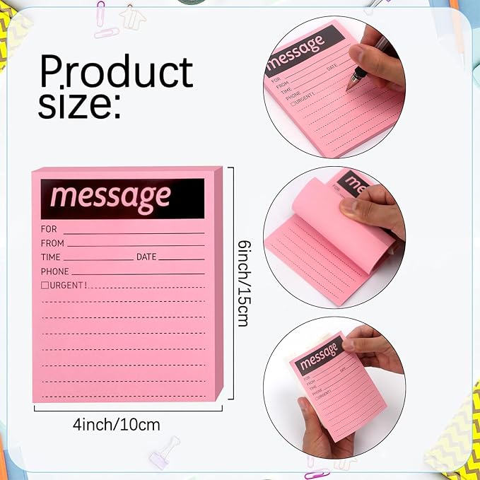 Phone Message Sticky Notes Phone Memo Pads, 9 Pads Lined Sticky Notes Pads, 4x6 inch Phone Message Pad Self Sticky Notes with Line Colorful Post Memos for Office, School and Home, 50 Sheetsx9 Pack