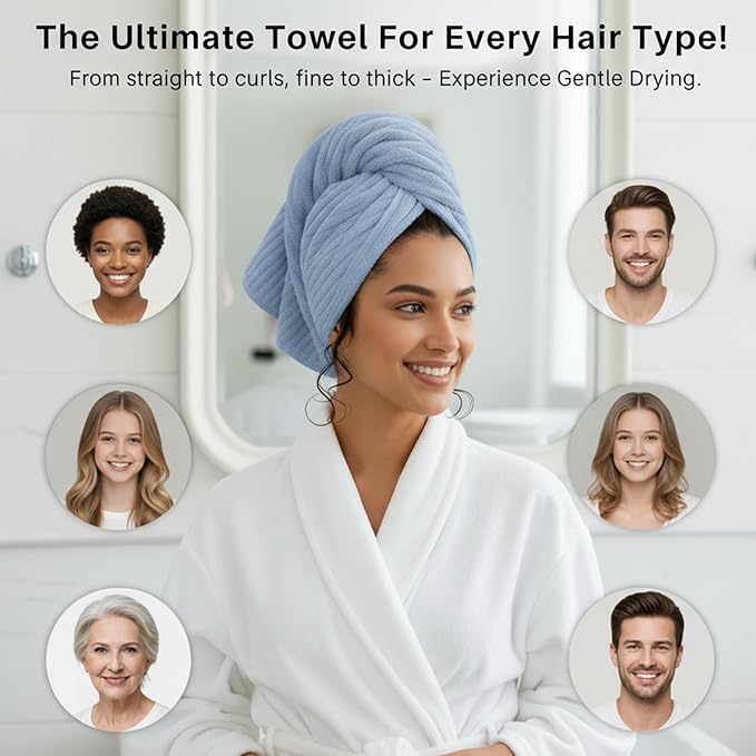 2-Pack Microfiber Hair dring Towel | 50% Faster Drying, Ultra Absorbent & Frizz - Image 7