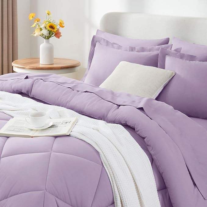 CozyLux King Size Comforter Set Light Purple - Image 9