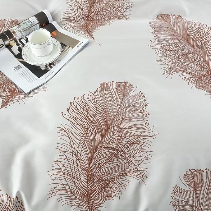 OAITE Duvet Cover King Size, Reversible Leaf Brown Duvet Cover Set - Image 6
