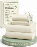 LANE LINEN 100% Organic Cotton Queen Sheets, Classic Percale Weave Bedsheets by LaneLinen