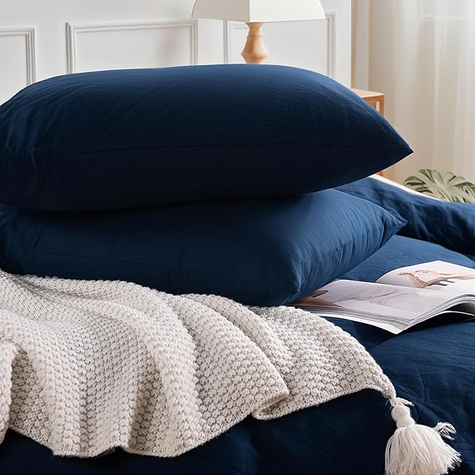 NEXHOME PRO Duvet Cover Set 100% Washed Cotton California Kingn 104"x98" - Image 7