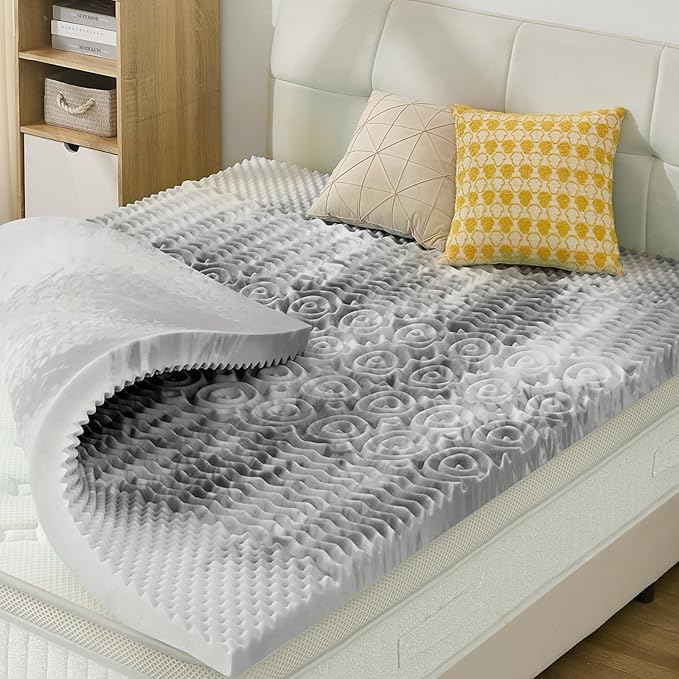 SINWEEK 1.5 Inch Mattress Topper 5-Zone Memory Foam Mattress Topper Pressure by SINWEEK