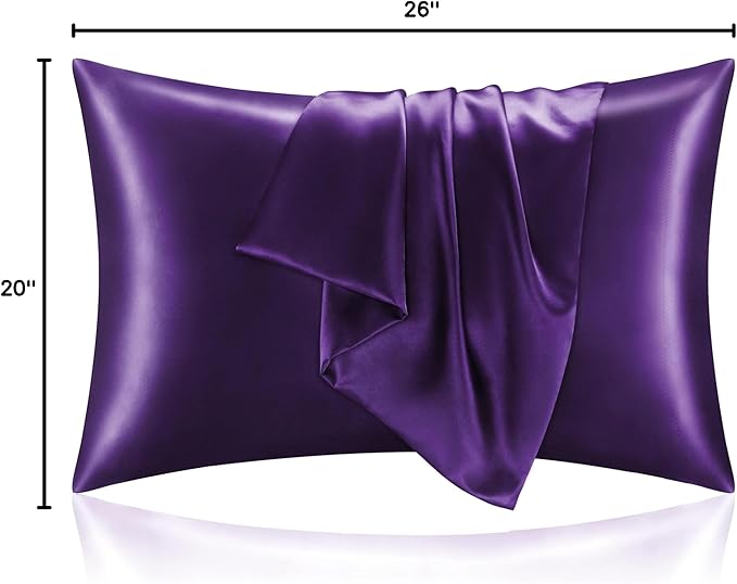 BEDELITE Satin Pillowcase with Zipper 2 Pack, Plum Purple Pillow Cases Standard - Image 7