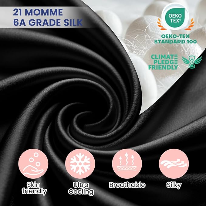 Ravmix Silk Pillow Cases with Zipper, 21momme Mulberry Silk Pillowcase - Image 5