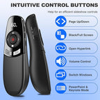 Rechargeable Wireless Presentation Clicker with Red Laser Pointer and Battery & Timer Display, Powerpoint Clicker for PC Mac Keynote Google, Presenter Remote PPT Remote for Powerpoint Presentations
