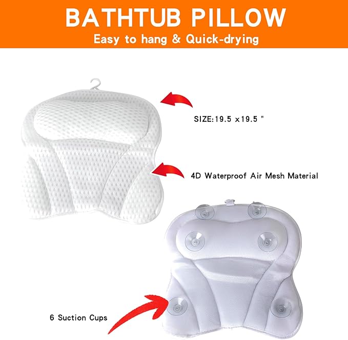 Bathtub Tray Table and Bath Pillow, Expandable and Foldable Bath Caddy Tray - Image 3