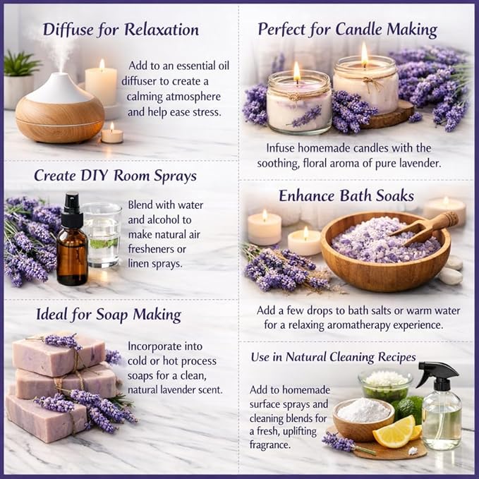 GreenHealth Lavender Essential Oil – 16 fl oz – 100% Pure & Uncut – Aluminum - Image 3