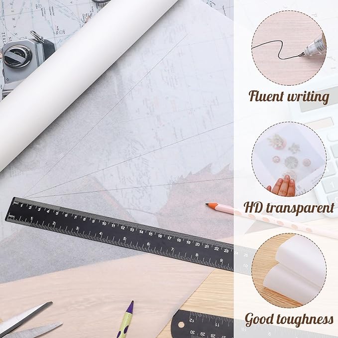 Tracing Paper Roll 17in x 25yd, White Trace Paper Pattern Paper Translucent Tracing Paper for Sewing, Drawing, Sketch, Gift Wrapping